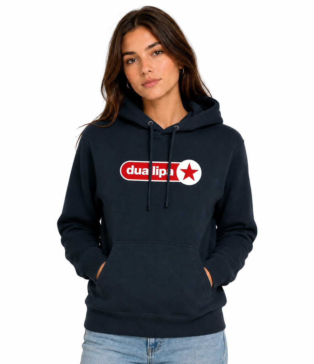 Dua Lipa Official Merch DL Logo Pullover Hoodie Navy Women's Small
